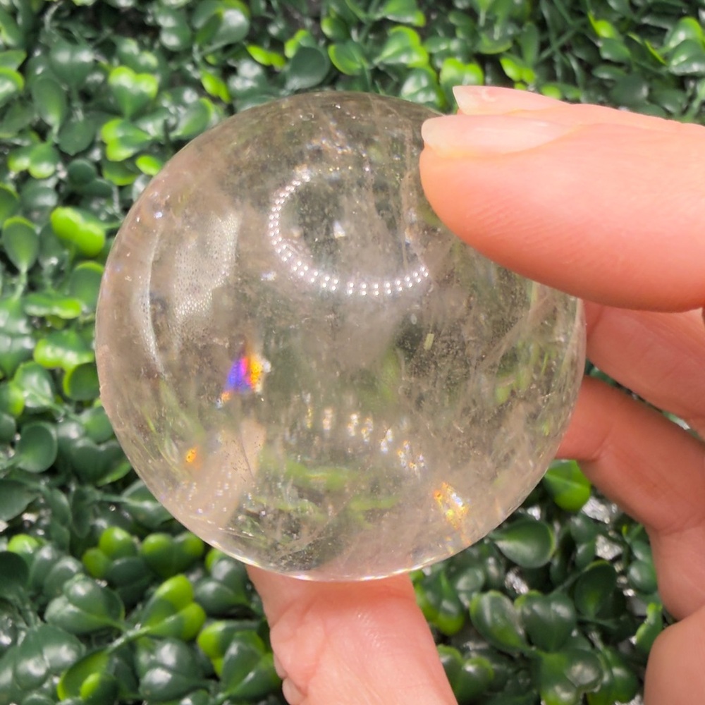 Incredible Clear Quartz Sphere w/ Huge Rainbow 55mm - Picture 8 of 9